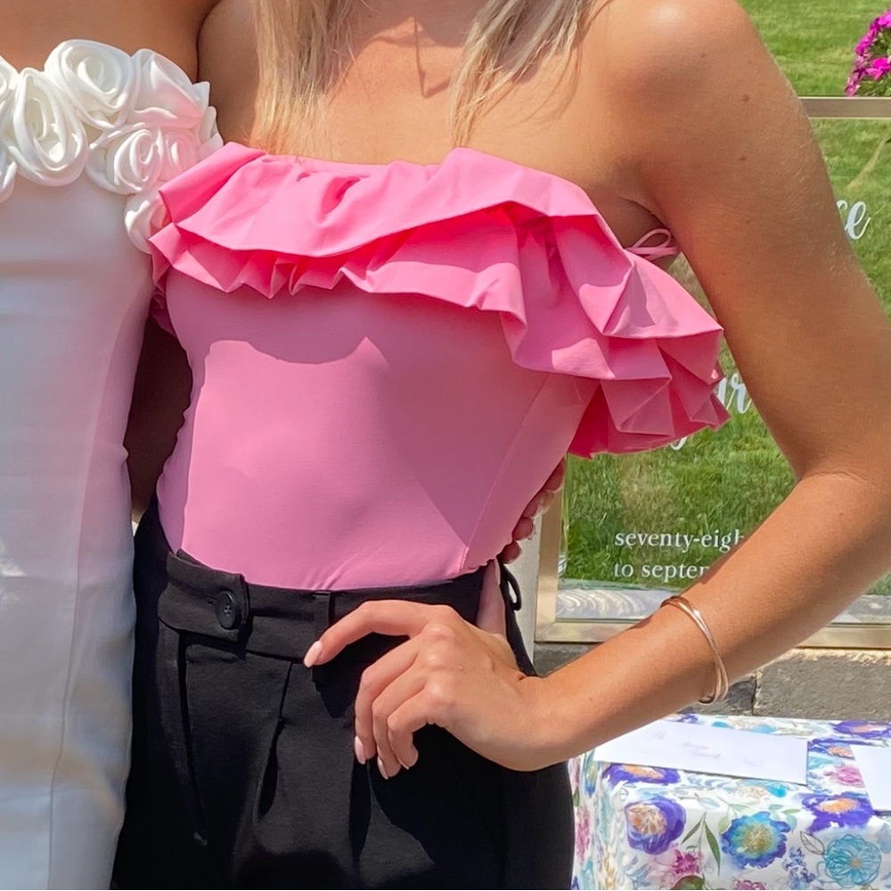 Altar'd State Pink Ruffled Bodysuit - Picture 6 of 6